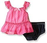 Juicy Couture赤ちゃん(女の子)用 プリントシフォントップス フリル付きのデニムショーツ付き カラー: ピンク