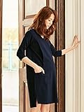 Angeliebe エンジェリーベ マタニティ ワンピース 授乳口付き ストレッチ ポンチ Vネック コクーン ワンピ 妊婦服 産前 産後 （LOVEMIC） M ネイビー 21820 2182026