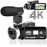 MOMVEDA ビデオカメラ 4K YouTubeカメラ4800万画素WIFI機能 外付けマイク18倍デジタルズーム 3インチタッチモニター HDMI出力IRナイトビジョン機能vloggingカメラ360°ワイヤレスリモコン予備バッテリー日本語システム+説明書（ベシックセット）