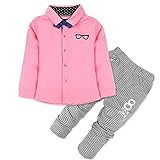 （アイム）iiniim　男の子スーツ　長袖　蝶ネクタイ付き　　Ｔシャツ　パンツ　ストライプ　縞模様　メガネ　幼児ベビー服　ポケット付き　衣装　パーティー　写真　記念日　９ヶ月から4歳まで　3色　 ピン