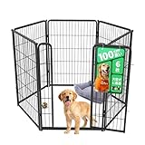fxw Homeplus 室内用犬用サークル 80cm│12パネル 小型犬・中型犬向け│ストレスフリーで安全な遊び場│ヘビーデューティー仕様│特許取得済み│ブラック