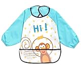 幼児 赤ちゃん ベビー 子供服 お食事用 スモック 幼稚園キッズ 絵画用エプロン うわっぱり 防水 防汚 洗いやすい 快適 可愛い 身長90cm（モンキー）