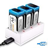 【新型】Keenstone 9v 電池 充電式 3個 リチウムイオン充電池 800mAh 00...