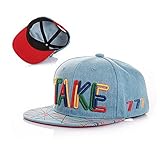 キッズカジュアルベースボールキャップ 男の子 女の子用 全16カラー (48～56cm（調整可能）, レッドのつば裏TAKE)