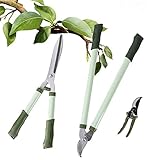 SMONTER 3ピース ガーデン ツール セット- 20cm 剪定ばさみ （安全ロック付き） 63cm 太枝切鋏 53cm 刈込鋏 園芸用はさみ、刈り込みばさみ、園芸専用