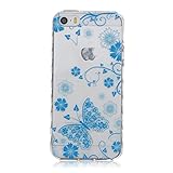 UNEXTATI iPhone SE 用 ケース 耐衝撃 高品質 TPU ハード カバー 超薄型ケース 全面保護 脱着簡単 クリア 透明 Apple iPhoneSEカバー Cover (ブルー, P