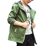 [もうほうきょう] 男の子 子供服 秋春コート 新型のコート カジュアルな子供服 子供用ジャケット フードコート (130, アーミーグリーン)