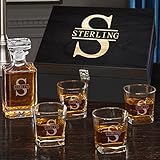 バーボンデカンタセット グラス4個付き - カスタムエボニーギフトボックス