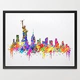 Dignovel Studios 8X10 Newyork Skyline USA United States City Watercolor illustrations Art Print Kids