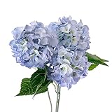 【Blooming＆me】 フラワーデザイナー推薦 高品質 上質な造花 梅雨の時期におすすめ ロマンチック アジサイ 紫陽花 インテリア ギフト 3本セット 選べる5色 (ブルー) [並行輸入品]