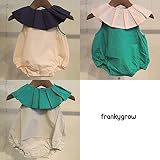 FRANKY GROW(フランキーグロウ) PLEAT COLLAR BODY ロンパースボディー SS：6-12month,GRAY/GREEN