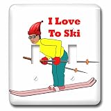 フローレン – 番号シンボルとことわざ – イメージの漫画I Love to Ski with Man onスキー – 照明スイッチカバー – ダブルトグルスイッチ( LSP _ 233009 _ 2