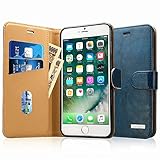 Labato iPhone 7 Plus ケース 手帳型 本革レザー アイフォン7プラス カバー TPU 財布型 スタンド機能 カードポケット 手作り ハンドメイド 耐摩擦 耐汚れ 全面保護 フリップ 人気 全四色 (ブルー lbt-I7L-02Z46)