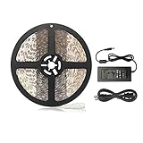 AveyLum LED ストリップライト高輝度 LED テープライト電球色 5050 SMD 5M 300 LEDs キッチン、クローゼット、ミラー、天井、屋内および屋外用の暖かい白い柔軟なテープライ