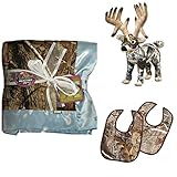 Realtree APC Premium Camouflage Baby Boy Boxed Set - Blanket, Bibs and Whitetail Deer Plush Stuffed 
