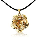 24金貼 総純金箔ローズペンダント