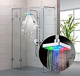 Carejoy　LEDシャワーヘッド　バスルームシャワーヘッド　7色　角型　水圧で変化する 　水圧発電 　7色変更　虹色　簡単付け替え 　お手軽 　電源不要　お風呂に最高！