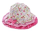 (よキーよ)Yokeeyoベビー用ハット　紐付き つば広 赤ちゃんキャップ　 花柄　プリント　リボン　刺繍 薄地　　女の子 紫外線 UVカット 日よけ止め 日焼け防止　可愛い プリンセス風