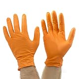 Diamond Grip - Heavy Duty Orange Nitrile Gloves 8mil Non Sterile Powder Free Textured Industrial Hig