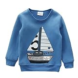 New Printing Cartoon Sailboat Full-Sleeves Sweatshirts for Kids -6T