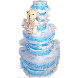 おむつケーキパンパースＭサイズ使用【3段】プリンスくまさん 出産祝い男の子用オムツケーキ