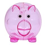 tangcクリアLovely貯金箱コインお金プラスチック現金、ボンネット、保存ボックスKid Pigギフト