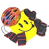 J@G 子供用 自転車用 ヘルメット ヒジ ヒザ 手首 プロテクター セット ナップサック付き 超軽量 可愛い (オレンジ（ペイント）)