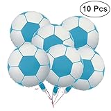 LUoem 10pcs 18インチサッカーバルーンFootballアルミ箔バルーンスポーツテーマキッズ男の子誕生日ベビーシャワーのパーティーデコレーション、ウェディングパーティー(スカイブルー)