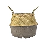 Bloomingville A90901752 Natural & Seagrass Basket with Handles, Medium, Grey