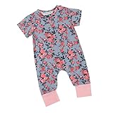 Lutents ベビー服 ロンパース カバーオール 半袖 お花柄 プリント花柄 女の子 カジュアル 快適 着心地良い 歩行服 パジャマ 新生児 出産祝いプレゼント 可愛い オシャレ