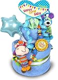 【男の子用】出産祝い【ブルー】豪華3段おむつケーキ