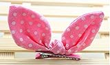 ウサギの耳　子供ヘアクリップ for ＫＩＤＳ用　ヘアアクセサリー　【髪飾り】【ヘアピン】a15 (ピンク色)