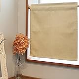 カーテン研究所≪二級遮光リネン風ナチュラル厚地小窓カーテン サンドベージュ≫ 幅40cmx丈70cm 1枚入り 2級遮光 カフェカーテン 目隠し のれん 遮熱 保温 洗える ナチュラル シンプル