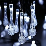 ACEHOME Solar Outdoor String Lights 20ft 30 LED Warm White Water Drop Solar String Fairy Waterproof 