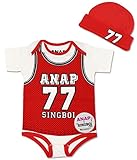 ANAP KIDS SINGBOI×ANAPKIDS 2パターン帽子付きロンパース レッド 60