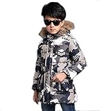 AiGo 中綿 ジャケット 子供服 キッズ ジャケット 防寒 アウター コート 中綿 パーカー 冬着 綿服 かっこいい オシャレ 可愛い ボーイズ 男の子 保温 秋 冬 迷彩 黑 温かい ファー フー