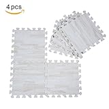 ジョイントマット サイドパーツ付き マット 抗菌ジョイントマット EVAフォーム フロアパズル マット 床暖房対応 防音 安心 断熱 4枚セット 3色(白い木目)