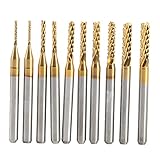 10pcsチタンコーティングエンドミルセットセメントカーバイドCNCフライスカッター彫刻ビット彫刻ツール1.0-3.0mm