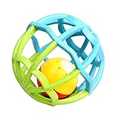 ディーマーク D-Mcark 天然ゴム 音鳴り ガラガラ 振ると光る ボール 歯固め おもちゃ 幼児のおやすみトイ 赤ちゃん 知育玩具 ブルー