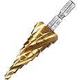 無敵 四枚刃ステップドリル 4-20mm/10段 6.35mm六角軸 たけのこドリル スパイラルドリル チタンコーティング HSS 超高硬度 メタルプレート用 木材用(4-20mm/9段)
