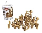 Wooden Blocks - 100 Pc Wood Building Block Set with Carrying Bag and Container (Natural Colored) - 1