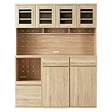 LOWYA（ロウヤ） 食器棚 キッチン収納 選べる7タイプ レンジ台 カップボード 木目調 大容量収納 幅144㎝ タイプA+C+C