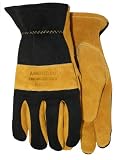 Midwest Gloves and Gear 176-M-AZ-6 Men's Premium Suede Cowhide Work Glove with Leather Knuckle Strap