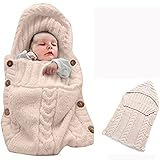 Kanemt ベビー用寝袋 ニットおくるみ 赤ちゃん 柔らかい肌触り 手編み感　ブランケット　秋冬　出産祝い 記念撮影　可愛い (ベージュ)