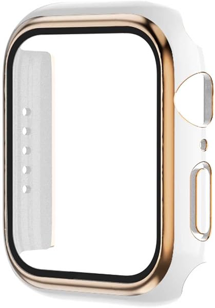 AMAPC for Apple Watch ケース AppleWatch Series 6/SE3/SE2/SE/5/4 40mm 用 一体型 全面保護 耐久性 傷防止 Apple Watch 6/SE3/SE2/SE/5/4 40mm対応 日本旭硝子材 二重構造 全面保護 耐衝撃 装着簡単 ホワイト&ローズゴールド - 1