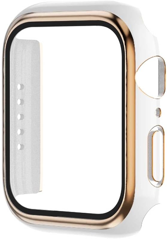 AMAPC for Apple Watch ケース AppleWatch Series 6/SE3/SE2/SE/5/4 40mm 用 一体型 全面保護 耐久性 傷防止 Apple Watch 6/SE3/SE2/SE/5/4 40mm対応 日本旭硝子材 二重構造 全面保護 耐衝撃 装着簡単 ホワイト&ローズゴールド