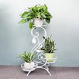 ZYN 鍛鉄フラワースタンドクリエイティブバルコニー多層欧州プラントポット室内フロアプラントスタンド (色 : 白, サイズ さいず : L50CM*H67CM)
