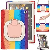 縦置き 横置き Fire HD 10 Plus 2021年型 ケース Fire HD 10 カバー 360度回転 持ち手付き 斜め掛け ショルダーベルト 肩掛け ストラップ Fire HD 10 プラス 10.1インチ タブレット 保護ケース 耐衝撃 頑丈 PC シリコン 3重構造 アウトドア