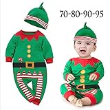 !!70-80-90-95セット ベビー 幼児 扮装 サンタ オーバーオール 帽子+ロンパース 70-80-90-95/4着セット 【1点】