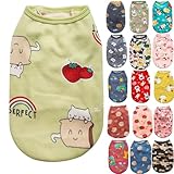 RIOSTUDIO 犬服 秋 冬 (S〜6XL) 犬の服 可愛い キャラクタータンクトップ 裏起毛 暖かい 猫服 防寒 ドッグウェア ペット服 ワンコ服 小型犬 中型犬 大型犬(⑭いちご×ライトグリーン,M)
